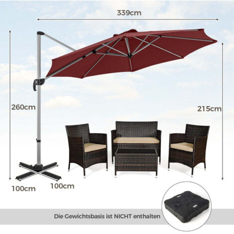 330 cm sonnenschirm mit kurbel amp upf 50 amp 360 drehbarer ampelschirm gartenschirm rot