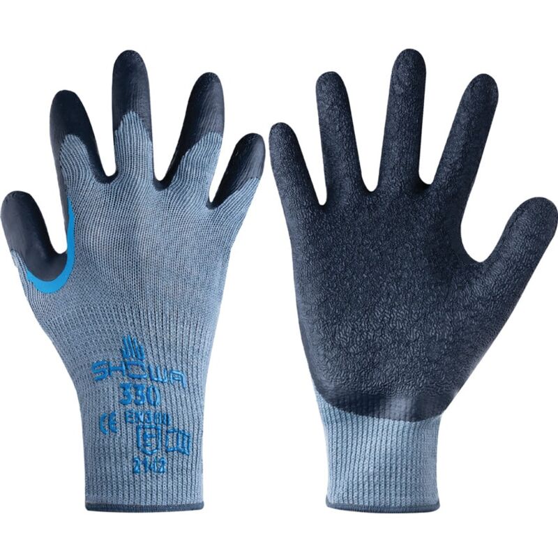 Latex Coated Grip Gloves, Grey/Black, Size 8 - Showa
