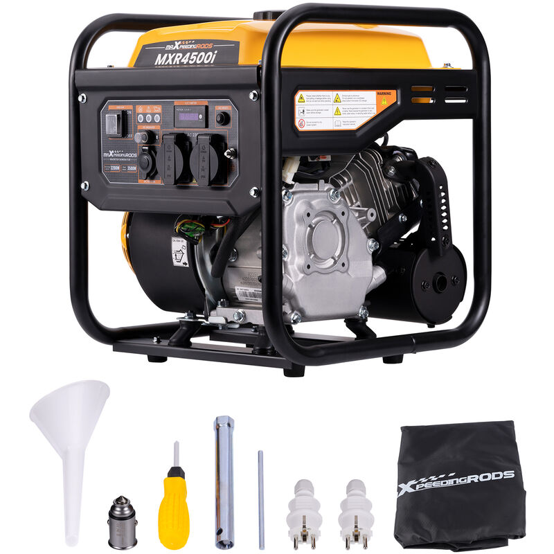Image of Maxpeedingrods - 3500W Gruppi elettrogeni Inverter Portatile Benzina 4 tempi con 2 prese 230V generatore di corrente silenziato come di emergenza