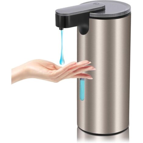 330ml Refillable Automatic Soap Dispenser - Touchless Stainless Steel Liquid Dispenser with 3 Adjustable Levels for Bathroom, Kitchen, Sink, Hotel, Restaurant