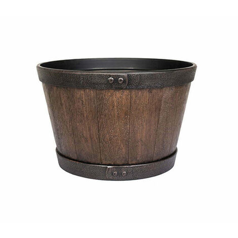 33cm Small Oban Whiskey Barrel - Plastic - L33 x W33 x H20 cm - Dark Oak