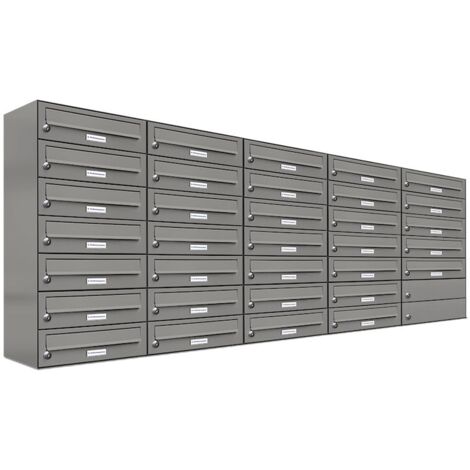 33er Premium Briefkasten Aluminiumgrau RAL Farbe 9007 für Außen Wand Postkasten