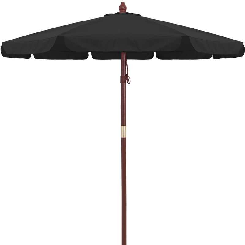 3 3m Garden Sun Parasol Sunshade Wooden Patio Umbrella Wood Pole Canopy Cafe Black 102491