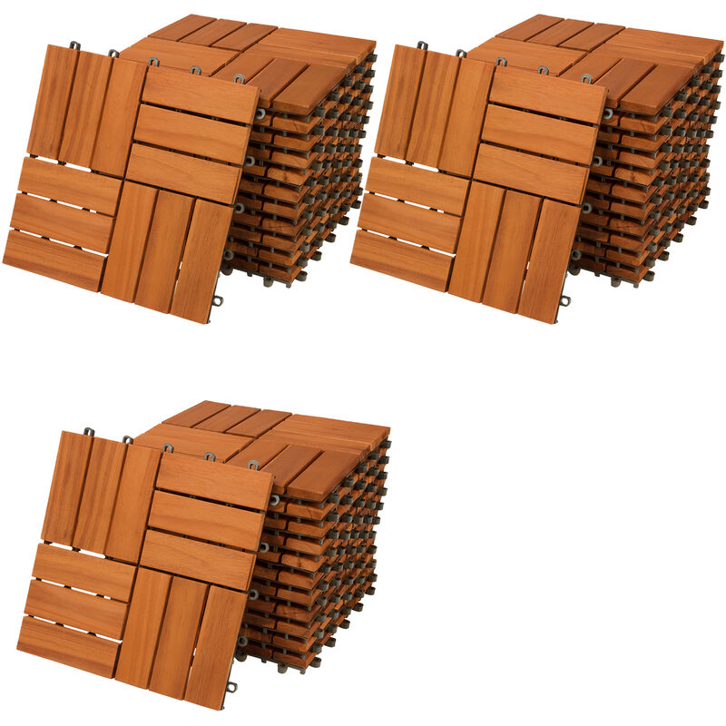 No Brand - 33x Deuba Wooden Decking Tiles 3m³ Interlocking Terrace Garden Balcony Patio Hot Tub 30 x 30 cm (Acacia Mosaic)