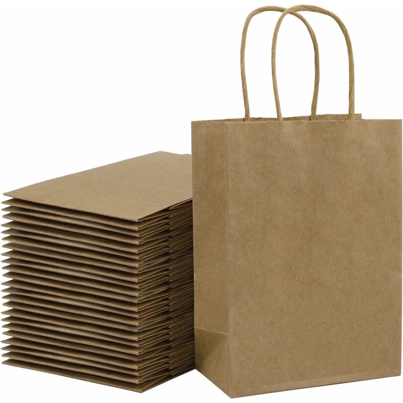 33X25.4X12.7cm Brown Kraft Paper Bags Bulk Gift Bags With Handles For Birthday Wedding Party Favors 25 Pieces/Set Modou