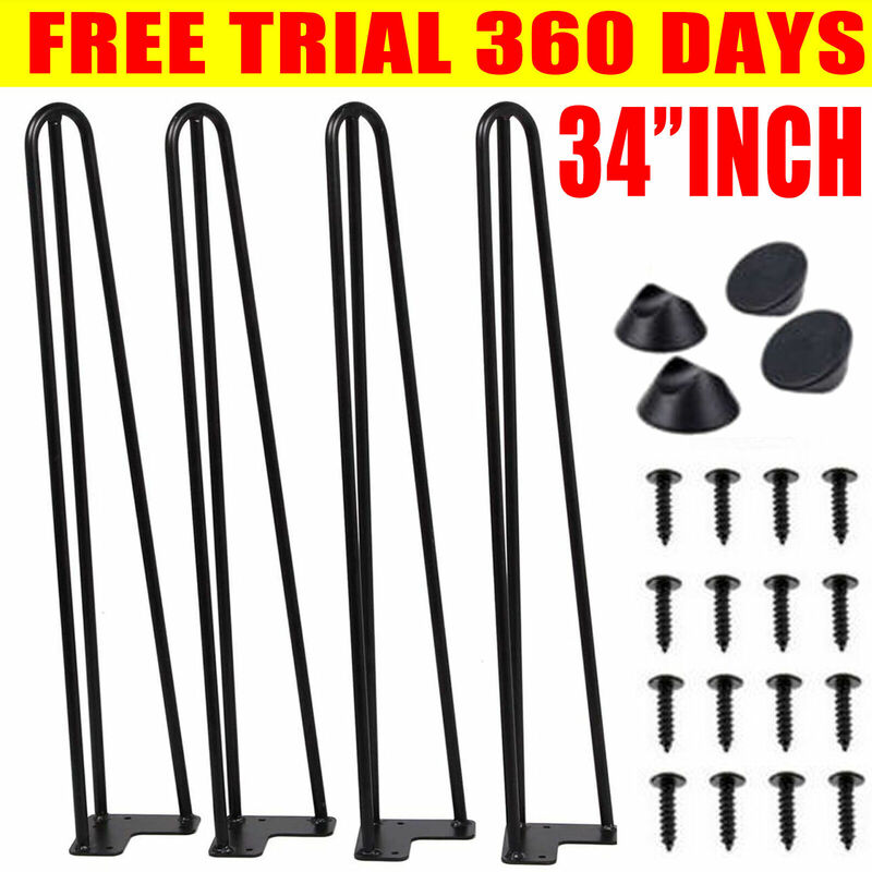 34 Hairpin Table Legs Hair Pin Legs Set for Furniture Bench Desk Metal Steel