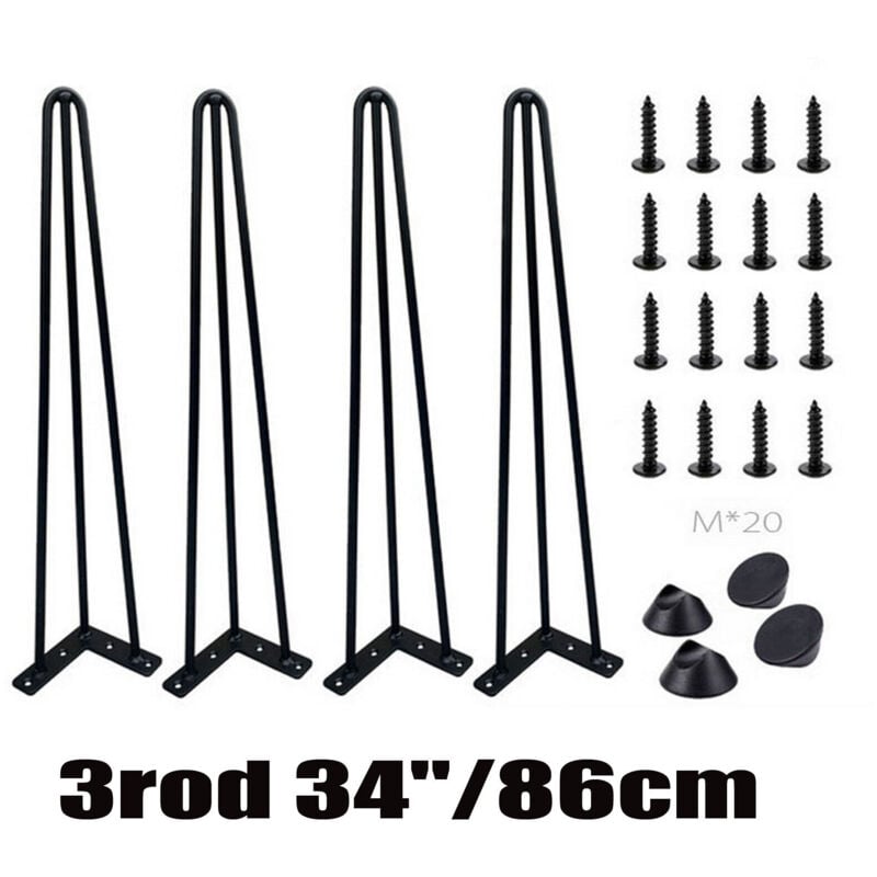 34' Jambes en épingle à cheveux diy, y compris des protections de sol antidérapantes + des vis