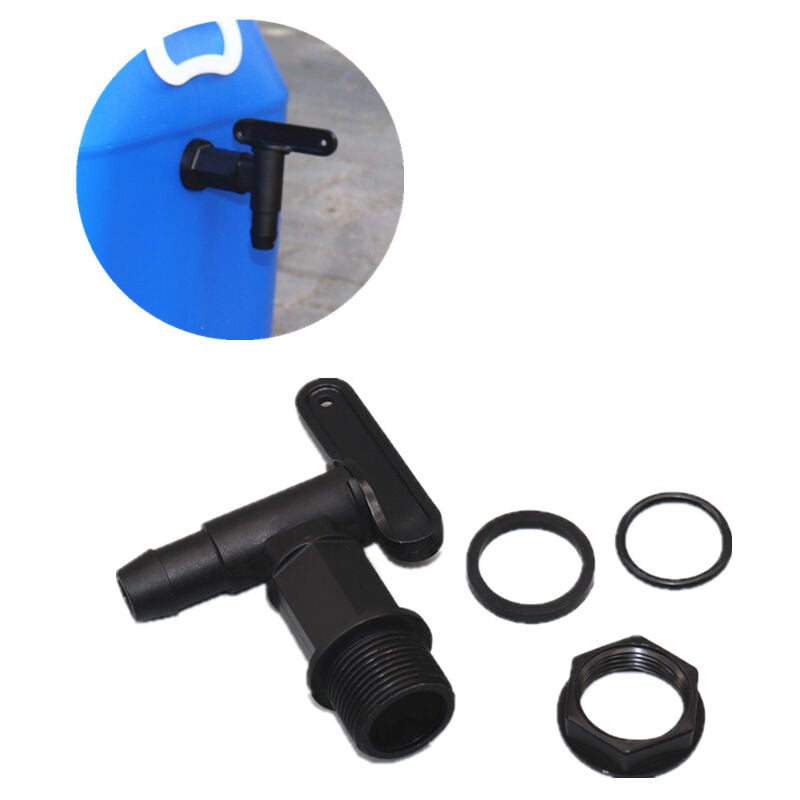 3/4'' Male Threaded Faucet for Rainwater Collector (black pagoda nipple + plastic wire clip)