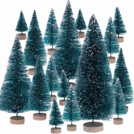 LANGRAY 34 Pcs Mini Sisal Neige Givre Arbres Arbres De Nol Bouteille Brosse Arbres en Plastique Hiver Neige Ornements Arbres de Table avec Joyeux Nol Lettres pour Nol Party Home Party Diorama Modèle -