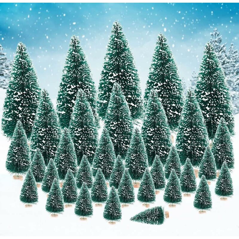 12Stk Mini Sisal Schneebedeckte Weihnachtsbaum Dekoration 4.5/6.5cm 