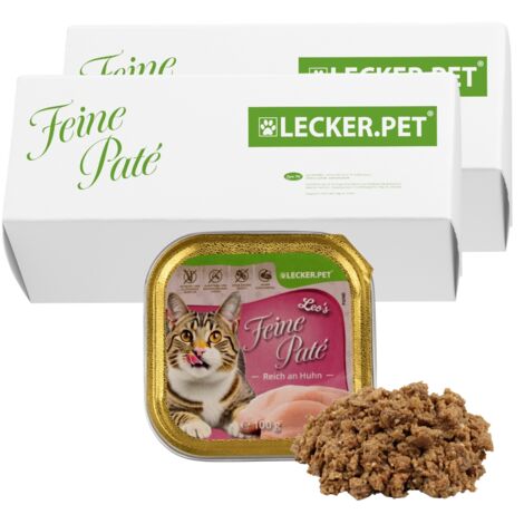 34 x 100 g Lecker.Pet® Leo's Feine Paté Reich an Huhn Katzenfutter Nassfutter Vollnahrung