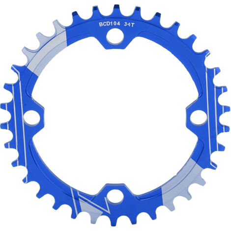 34-Zahn-Kettenblatt aus Aluminiumlegierung für Mountainbikes, rostfrei, mit positiver und negativer Verzahnung, blau