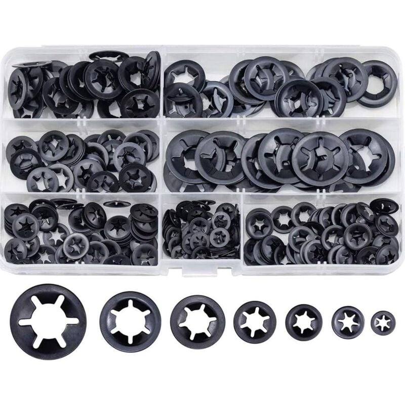 Image of Langray - 340 pezzi Rondelle elastiche Rondelle elastiche a stella Assortimento di elementi di fissaggio a clip rapide Rondelle elastiche Rondelle
