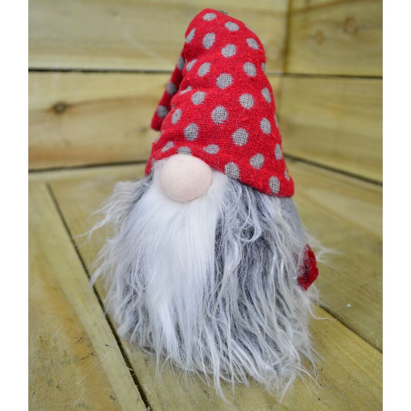 34cm Cuddly Santa Gonk Indoor Christmas Decoration - Grey Spots Hat