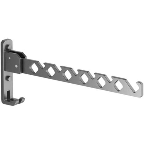 34cm Porte Cintre Mural sans Perçage, Etendoir Linge Porte, Porte vêtements Pliable Mural, Sechoir Linge Mural, Porte Vetement Mural en Alliage D'aluminium, Rotation 180°, avec Vis