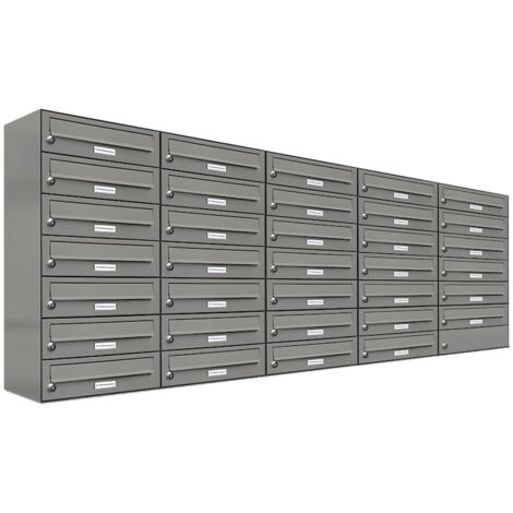 34er Premium Briefkasten Aluminiumgrau RAL Farbe 9007 für Außen Wand Postkasten