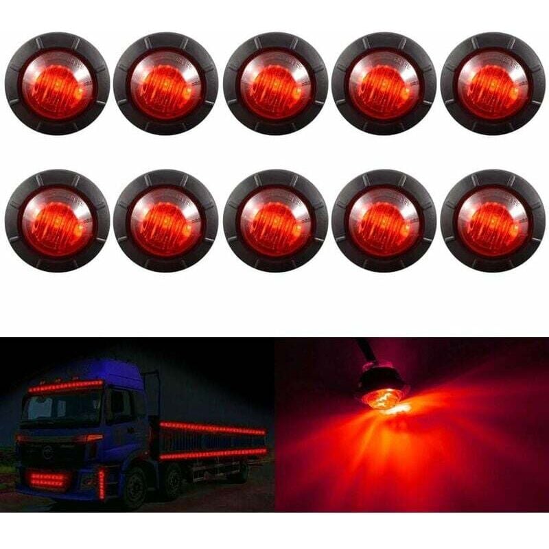Image of 3/4'runde LED-Seitenmarkierungsleuchten vorne und hinten, wasserdicht, 12 v, für pkw, lkw (rot)