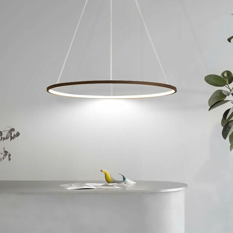 Gojoy - 34W led Suspension Lampe simple creative pendule luminaire anneau design cuisine salle à manger lustre plafonnier (couleur Café)