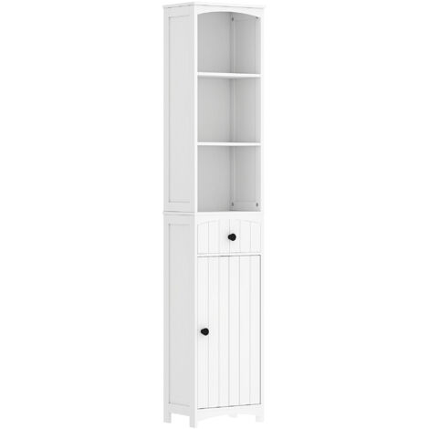 34x24x170,5cm Armoire de salle de bain haute avec 3 étagères, 1 tiroir Armoire de bain Étagère de salle de bain Armoire de salle de bain Meubles de salle de bain
