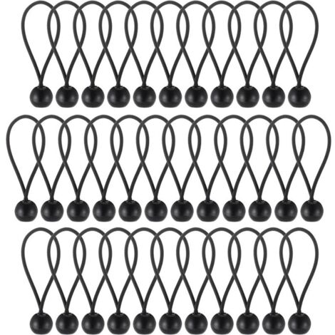 35 boules élastiques noires (20) Corde élastique pour bâche, crochet élastique portable et durable pour bannières, bâches, tonnelles, tentes, idéal pour le camping et la navigation de plaisance