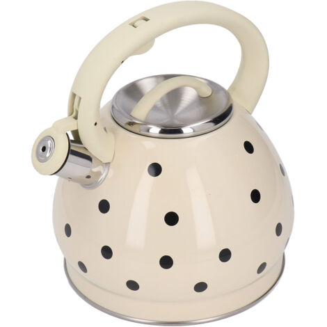 3,5-Liter-Edelstahl-Wasserkocher mit Pfeifgeräusch und Polka-Dots für Gasherde und Kamine