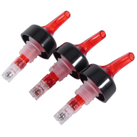 35 ml 3pcs Quick Shot Spirits Measuring Pourer Practical Plastic Liquor Flow Wine Bottle Pouring Spout Cap Cocktail Dispenser Transparent (Red)