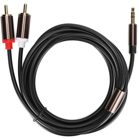 3,5-mm-Klinkenstecker auf 2 Cinch-Audiokabel für Lautsprecher, Subwoofer, Computer, Telefon, 2 Meter