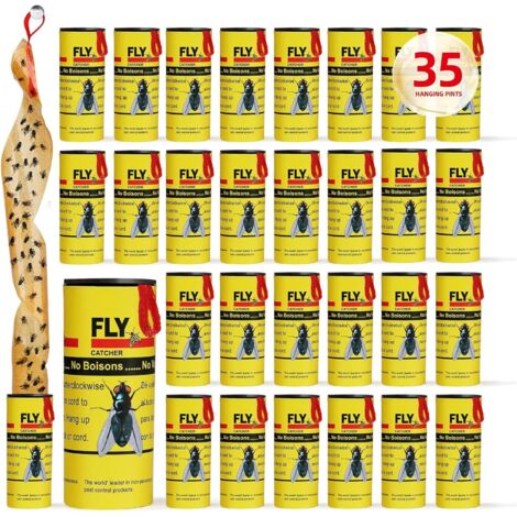 35 Pack Indoor Outdoor Fly Traps - Hanging Adhesive Tape - Fruit Fly Tape - Indoor Gnat Traps