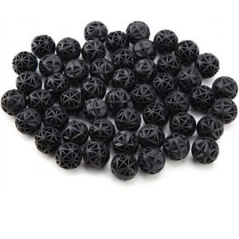 35 pcs Bio Balle, 26mm Balle Biologique pour Fish Tank Pond Aquarium Fontaine Cascade Filtration et Nettoyage (Noir)