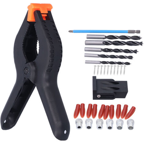 35 Pièces Guide de Perçage Oblique en Alliage d'Aluminium pour Bois - Kit de Perceuse et Vis