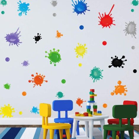 35 pièces stickers muraux pour chambres d'enfants, stickers muraux à pois pour salles de classe, stickers muraux cercle coloré, stickers muraux colorés, décoration murale à pois pour filles ch