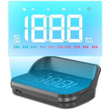 3,5 pouces Affichage tête haute voiture HUD affichage GPS, compteur de vitesse, MPH&KM/H, 10Hz, alarmes de sécurité de vitesse du moteur,blanc