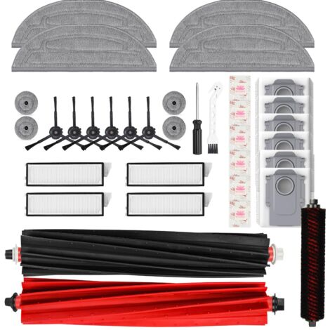 35 Stück Zubehör für Roborock S8 MaxV Ultra Staubsauger, 2Hauptbürsten,4Filter,4Wischtücher,4 wischmopp,6Staubbeutel,6Seitenbürsten,6Flach-Duftstein1,Schraubendreher,1Reinigungsbürste