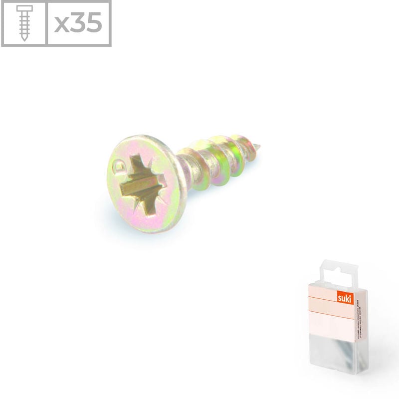 

Suki - Pack 35 Tornillos para Bisagras | Fabricado en Acero Zincado | Medidas: 3,0 x 20mm