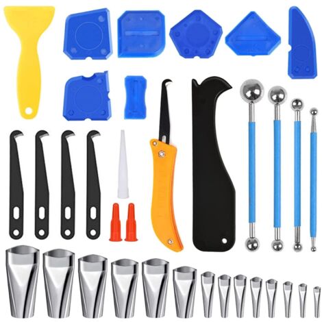 35 Uds herramientas de calafateo 14 Uds boquillas de acabado de calafateo para baño cocina suelo esquina pistolas de calafateo