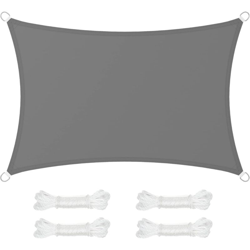 Songmics - Voile d'Ombrage 2 x 3 m, Hydrofuge Colonne d'Eau de 665 mm, Polyester Anti-déchirure, Protection uv 93%, Terrasse, Jardin, Balcon,