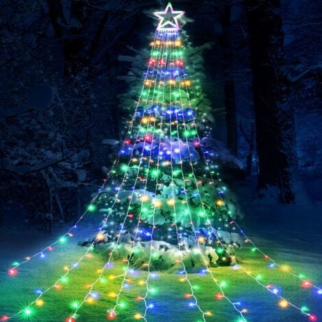 DENUOTOP 350 LED Guirlande Lumineuse Sapin de Noel Avec Etoile, 93.5m Rideau Lumineux Sapin de Couleur,8 Modes D'éclairage, Decoration Noel Extérieur et Intérieu