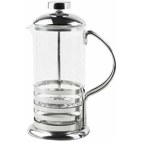 BAKAJI 350 ml / 3-cup Stainless Steel Glass CafetiÞre French Filter Coffee Press Plunger & Tea Maker