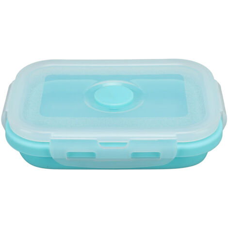 350 ml blaue, faltbare Silikon-Bento-Box, hitze- und mikrowellenbeständig, umweltfreundlich zur Aufbewahrung von Lebensmitteln