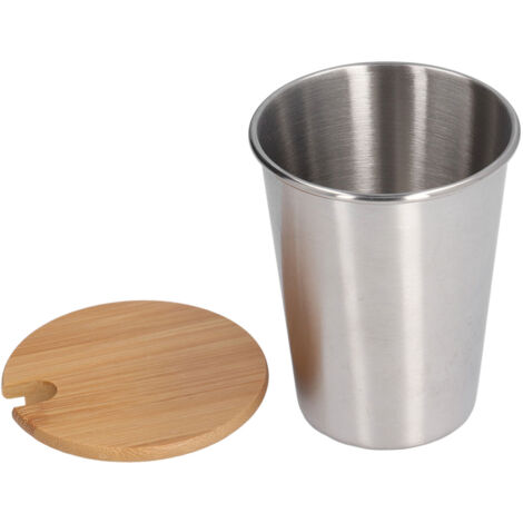 350 ml isolierter Edelstahl-Reisebecher mit Deckel (einwandig) – Ideal für Kaffee, Bier oder Milch – Stapelbar – Edelstahlfarbe