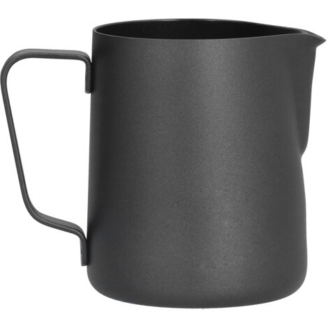 350-ml-Milchkännchen aus Edelstahl für Cappuccino, spitzer Ausguss, ideal für Latte Art, schwarz