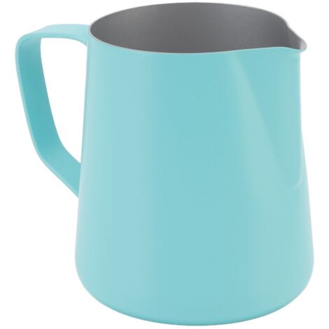 350-ml-Milchkännchen aus Edelstahl zum Aufschäumen von Kaffee, Barista-Qualität, blaue Antihaft-Teflonbeschichtung für Kaffee und Tee