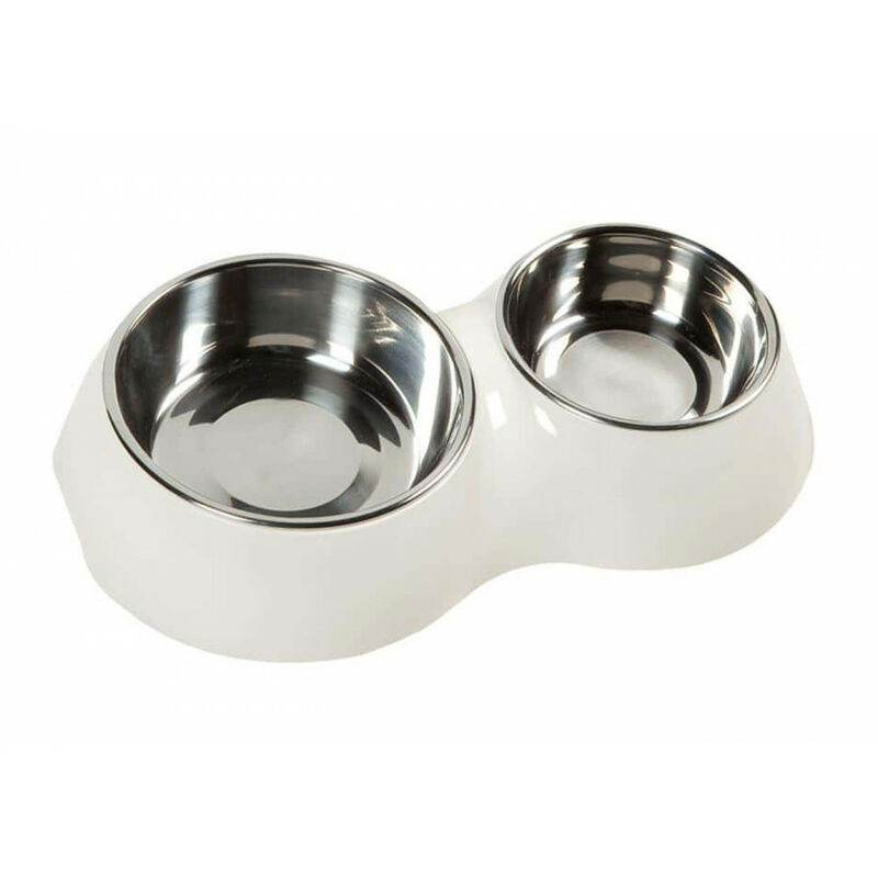 

350 ml y 160 ml ø 11 y ø 14 cm Doble cuenco blanco - Perro o gato
