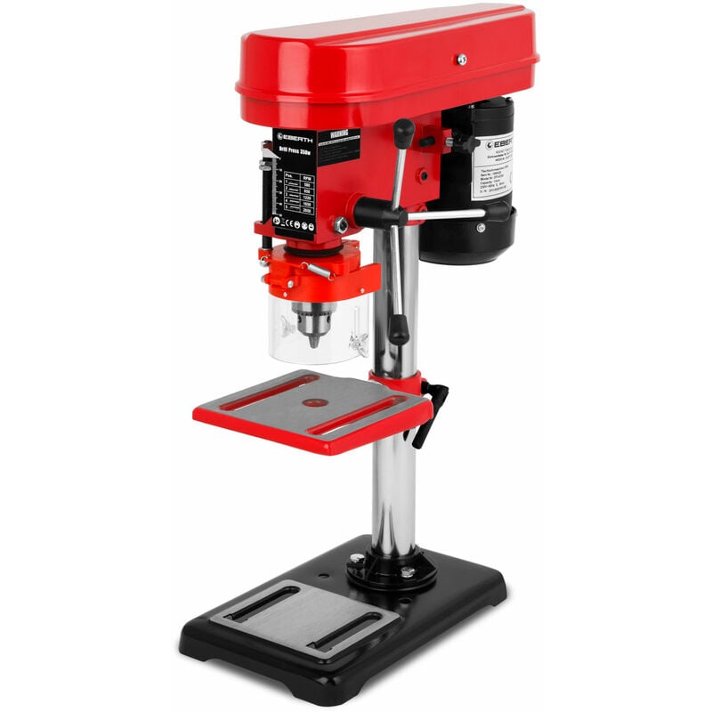 Eberth - Perceuse d'établi, perceuse à colonne, 350 watts, course de broche 50mm, mandrin Ø1,5-13mm, 5 vitesses max. 2650 t/min, table de perçage