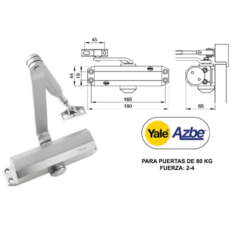 Yale - Azbe Türschließer 3500 Force 2-4 Schwarz ohne Halterung 3500-000155