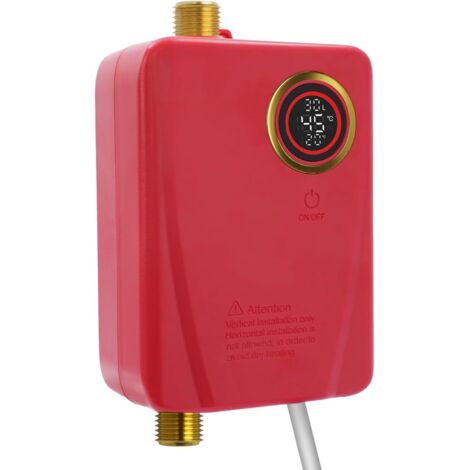 3500W Elektrische Warmwasserbereiter Warmwasser-Durchlauferhitzer Wassererhitzer für Wohnungen, Schulen, Krankenhäusern, Büros (Rot)