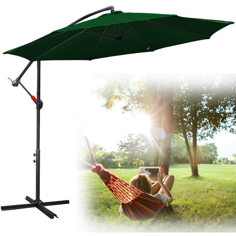 Swanew - 350cm parasol marché parasol parasol cantilever parasol jardin parasol inclinable pendule parapluie,vert - vert