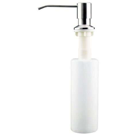 350ML Distributeur de Savon Encastrable, Distributeur Savon Evier Cuisine Acier Inoxydable, Distributeur Savon Integre avec Bouteille, Recharge du Haut Argent