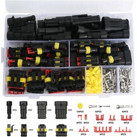 352 Pièces Imperméable À L'Eau Connecteur Kit, Terminal Électriques De Voiture Étanche À 1/2/3/4 Broches,Pour Moto,Scooter, Voiture