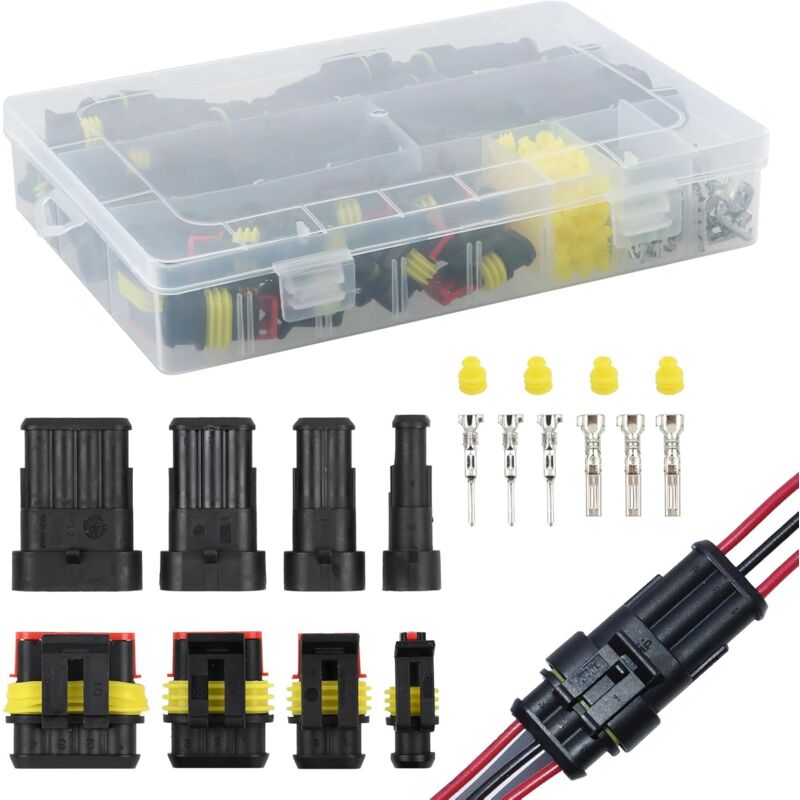 352 Pièces Voiture Imperméable Connecteur Électrique, Connecteur Étanche de Câble Automobile à 1/2/3/4 Broches, Universel pour La Plupart Des Camions